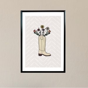 Wall Art or Instant Print | Cowboy Boots Flower Vase | Gift Idea | Decoration
